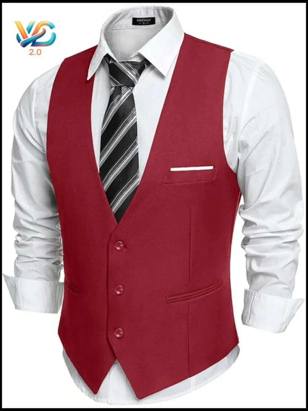 Slim Fit Formal Vest, Recycled Polyester Blend, Size Large, Business Casual
